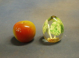 2 glass paperweights and a collection of thimbles etc