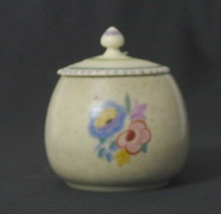 A circular Poole Pottery preserve jar and cover, the base marked Pool and incised 288, 3"