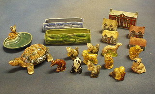 5 Wade houses, a Wade tortoise, 2 Wade plant troughs, a Wade ashtray and 11 Wade Whimsies