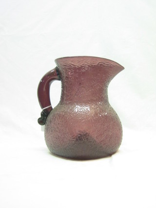 A purple Art Glass crackle glazed jug 9"