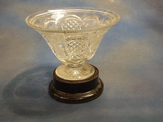 A cut glass pedestal bowl decorated fruit 12"