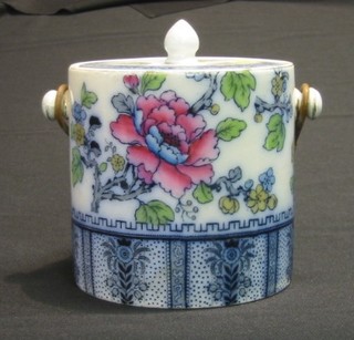 A Lotus ware pottery biscuit barrel