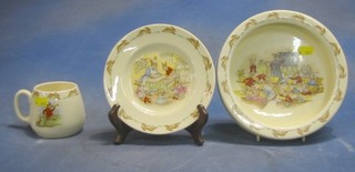 A circular Bunnykins bowl, do. plate and cup