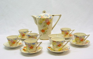 A Phoenix ware 15 piece Art Deco coffee service comprising: coffee pot, sugar bowl, cream jug, 6 cups and saucers