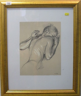 After Van Hove, a monochrome print "Reclining Naked Lady" 12" x 10"