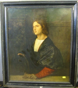 A Medici print 1910, portrait of a man 34" x 20" contained in an ebony frame 