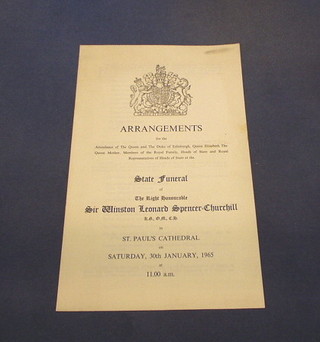The arrangements for the attendance of the Queen and Duke of Edinburgh at the State Funeral of the Right Honourable Sir Winston Churchill, Saturday 30th January 1965