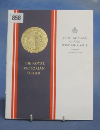 5 Orders of Service for the Royal Victorian Order: December 7th 1978, 10th April 1987, 30th April 1991, 27th April 1995 and 29th April 1999