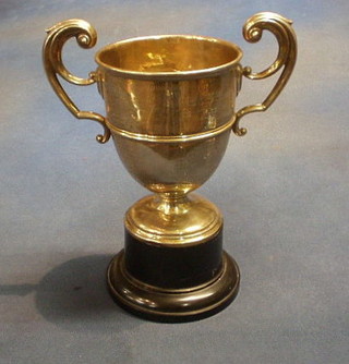 A silver twin handled trophy cup, 8 ozs