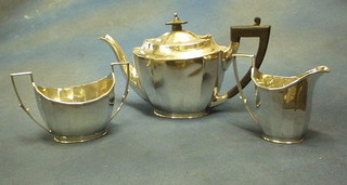 An Art Deco silver plated 3 piece tea service by Mappin & Webb