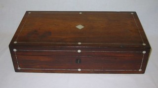 A Victorian rosewood and inlaid mother of pearl writing slope, 18"
