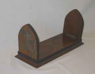 A pair of Victorian walnutwood and brass banded expanding bookends 13"