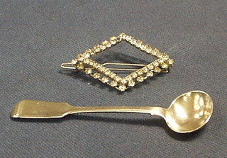 A diamonte bracelet and a silver fiddle pattern mustard spoon