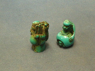 2 reproduction turquoise coloured Netsukes