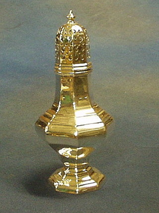 A silver plated Georgian style sugar castor