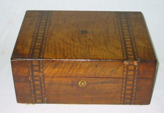 A Victorian mahogany trinket box with parquetry banding 12"