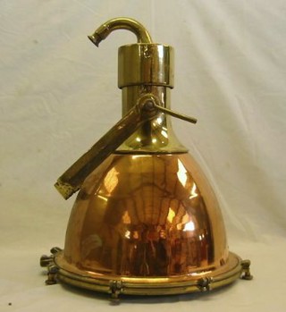 A large and unusual copper and brass ships light, 23"