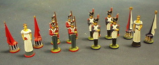 A painted Napoleonic Battle of Waterloo chess set and board