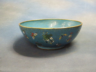 An Oriental blue ground cloisonne bowl 11" (slight blemish)