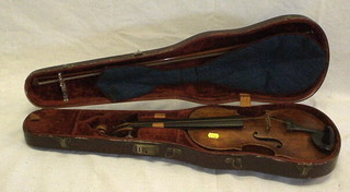 An 18th Century mahogany violin, cased