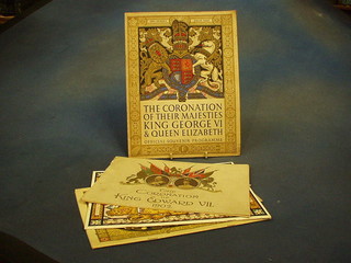 A souvenir programme for Edward VII 1902 Coronation, ditto George VI and Queen Mary, ditto Queen Elizabeth II and the wedding of Her Royal Highness The Princess Elizabeth (4)