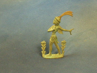 An Eastern bronze figure of a standing warrior 5"
