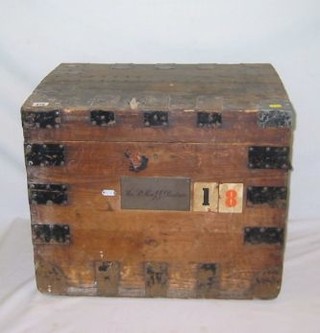 A Victorian oak and iron bound plate chest, marked  Hunt & Roscall Late Storr & Mortimer, having iron plate to the front marked The Right Honourable J G Dodson MP, 31"