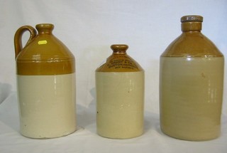 A stoneware flagon marked B Grant & Co Burton on Trent, Not Saleable, another flagon marked SDR, a small bread crock and 2 flagons