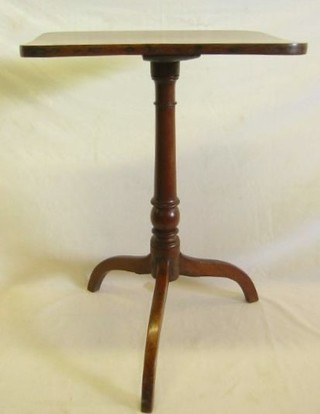 A 19th Century mahogany wine table raised on pillar and tripod supports 19"