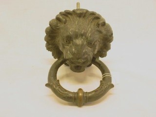 A "bronze" door knocker in the form of a lion mask