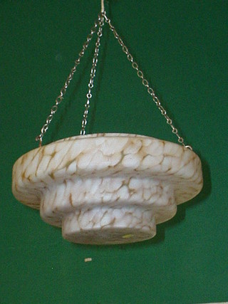 An Art Deco stepped glass circular light shade