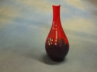 A Royal Doulton flambe specimen vase, the base marked Doulton flambe 1612, 8"
