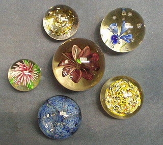 3 glass paperweights set flowers and 4 others