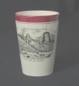 A 19th Century porcelain heart shaped scent bottle decorated View From the West Pier 2" (f), and 3 other mugs (f)