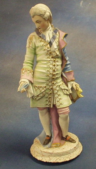 A 19th Century biscuit porcelain figure of a standing gentleman 15" (f)