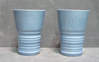 A pair of Shelley blue glazed waisted vases 6"