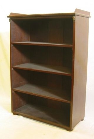 A Victorian mahogany open bookcase with three-quarter gallery fitted adjustable shelves 30"