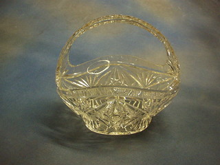 A cut glass basket 10"