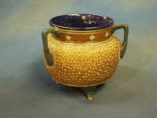 A circular Royal Doulton 3 handled jardiniere (f and r) 7"