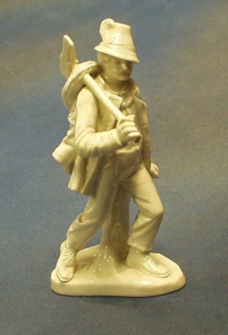 A blanc de chine porcelain figure of a mountaineer 7"