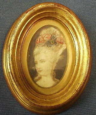 A portrait miniature on ivory "18th Century Lady" 2" oval