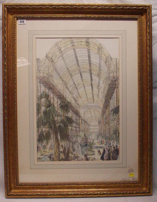 A Victorian coloured print "Interior of Crystal Palace" 21" x 14"