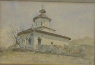 Continental watercolour, "Church" 6" x 9"