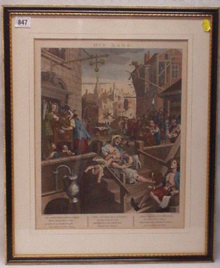 An 18th Century Hogarth print "Gin Alley" 15" x 12"