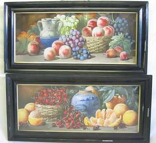 G Barbaro, a pair of watercolour drawings, still life studies "Fruit" 11" x 29", signed