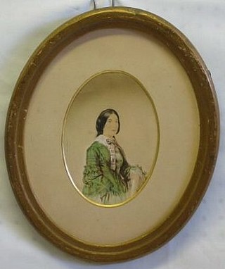 A 19th Century watercolour drawing "Lady", 6" oval