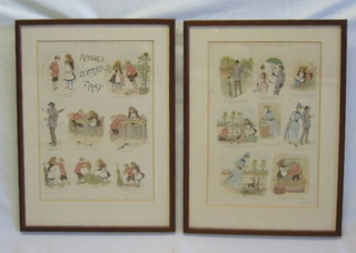 2 coloured Punch prints "The Graphic Christmas Number 1890" 14" x 10"