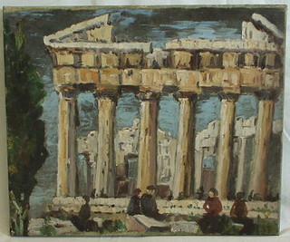 Impressionist oil painting on canvas "Acropolis Athens" 20" x 24" 