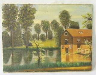 Oil painting on canvas "Watermill" 12" x 16"