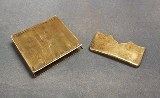 A Victorian silver card holder Birmingham 1887 and a large Continental silver match slip case
